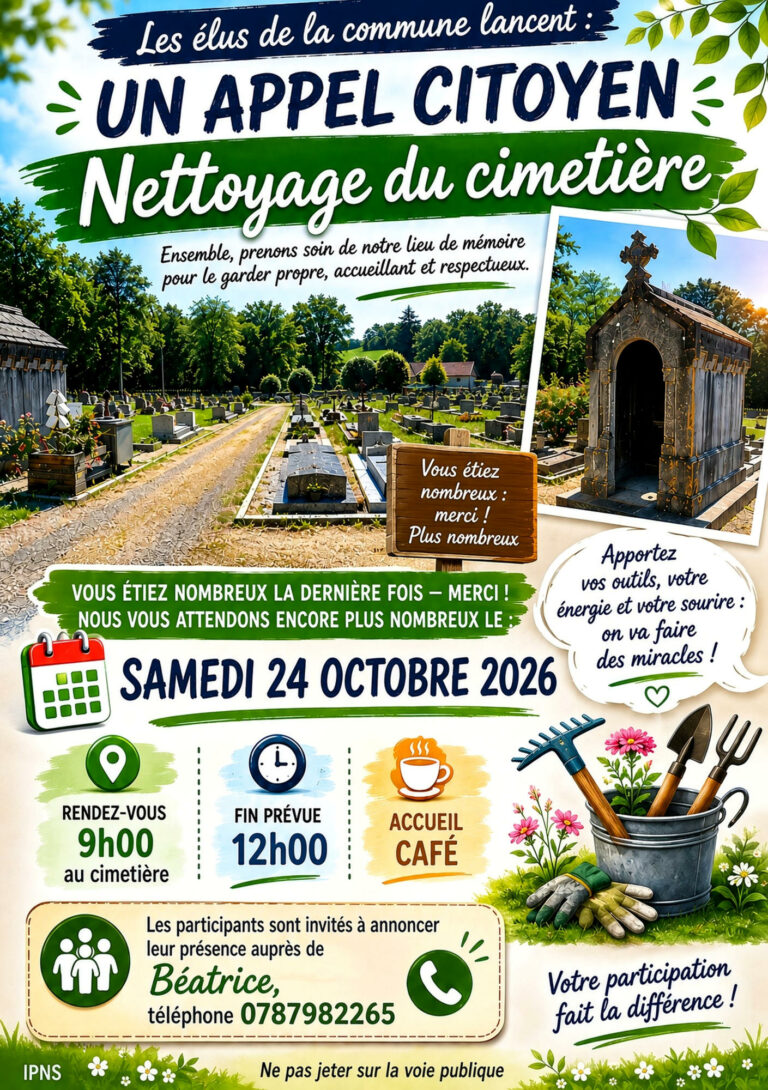 Appel citoyen : nettoyage du cimetière, samedi 24 octobre